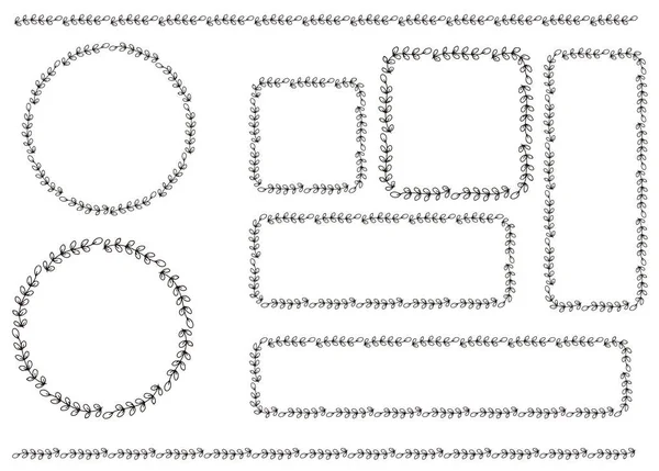 Yapraklı kare çerçeve, ayarlanmış satır .