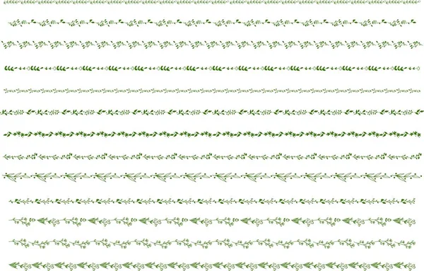 Hand-painted line set of plants and trees.