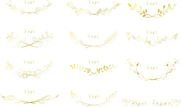 Altın zarif botanik çerçeve seti.
