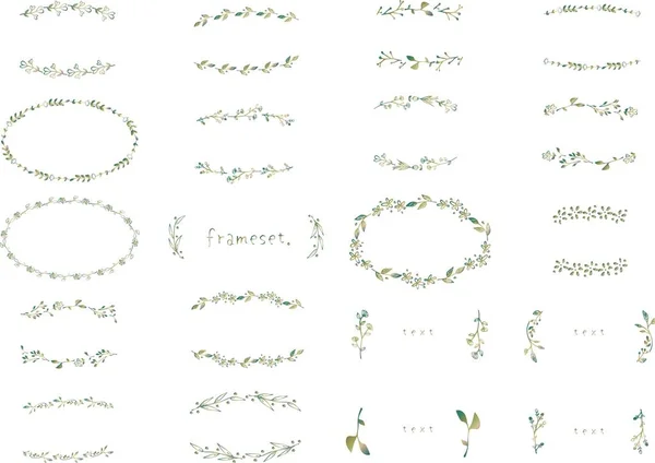 El yapımı yaprak çerçeve seti. (yeşil kademe)