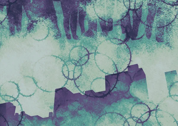 Yorgun bir şehir imajının tasviri.