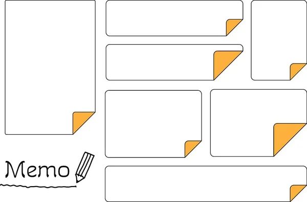 Hafifçe çevrilmiş yapışkan notalar..