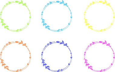 Renkli kalemle çizilmiş yaprak çerçeve.