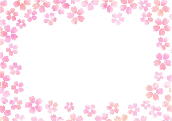 Malarstwo Akwarelowe Kwiatów Wiśni Ramki Tapety — Zdjęcie stockowe