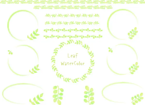 Suluboya ile boyanmış yaprak dizisi ve çerçevesi.