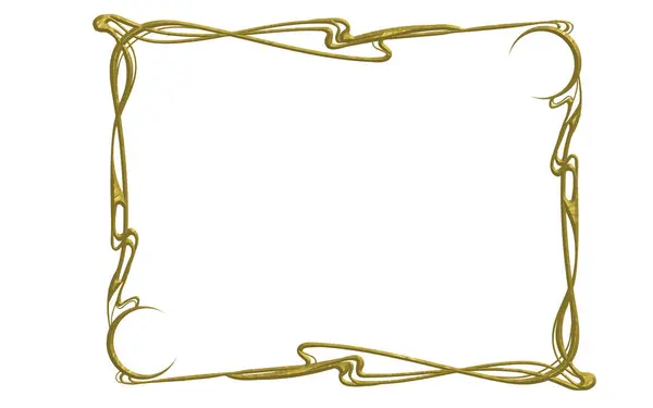 Art Nouveau tarzı ay çerçevesi. Altın 3B stil.