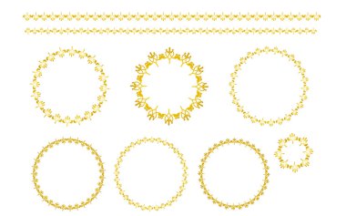 Soyut dairesel çerçeve ve çizgi ayarlandı. Altın.