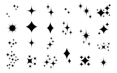 Yıldız motiflerinin basit illüstrasyonu, sembol kümesi.