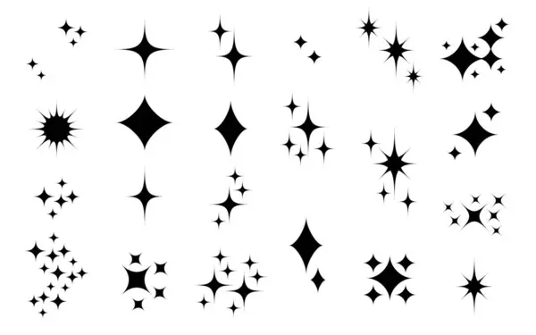 Yıldız motiflerinin basit illüstrasyonu, sembol kümesi.