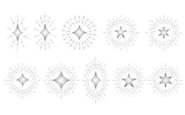 Parlayan yıldızları tasvir eden basit bir çizim..