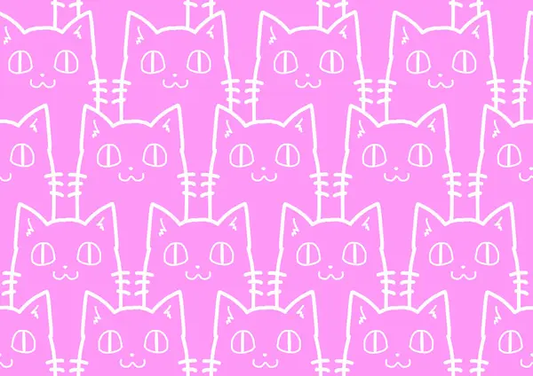 Şirin kedi arkaplanı, duvar kâğıdı tırmanışı. Basit ve benzersiz illüstrasyonlar. Kumaşlar için.