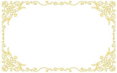 Sanat Nouveau Biçimli Klasik Sınır Tasarımı Davetiye ve Kartlar İçin Altın El Çizimi Dekoratif Çerçeve