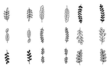 El yapımı yaprak monokrom çerçeve seti.