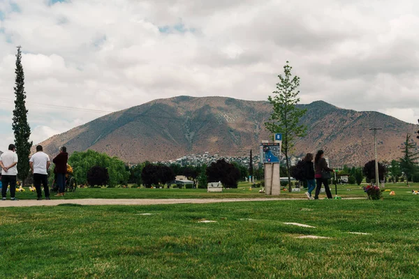 stock image view of the mountains in the valley in a cementery