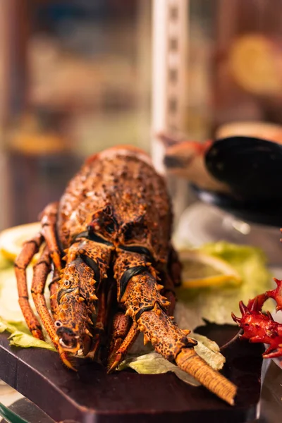 view of fresh crab on a restaurant menu ready to be cooked
