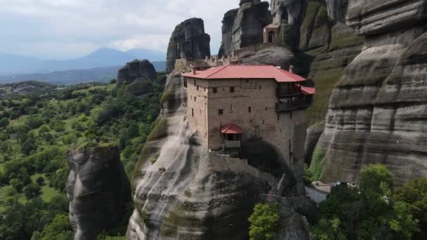 Висячий Монастырь Метеоре Калампаки Греции Высококачественные Кадры — стоковое видео