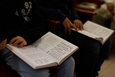 Genç öğrenciler aktif olarak canlı bir topluluk ortamında okuma, öğrenme ve işbirliği yapmakla meşguller.