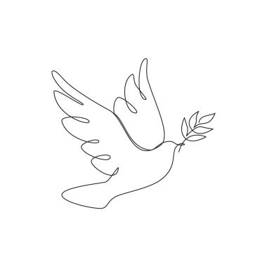 Bir sıra güvercin. Barış sembolü illüstrasyon.