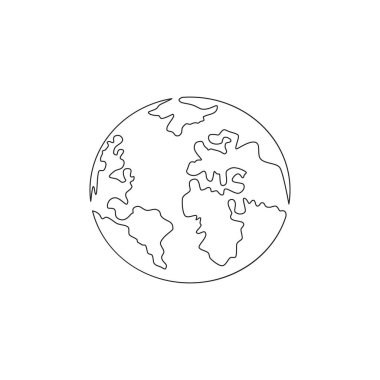 Gezegen bir hattı. Beyaz arkaplan üzerinde siyah sürekli bir çizgi olan vektör çizimi.