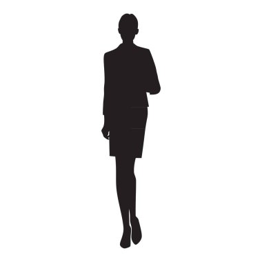 Young woman silhouette. White background.
