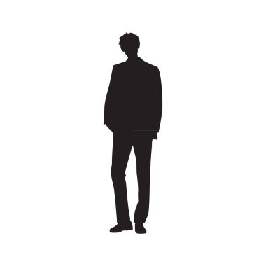 Young man silhouette. White background.