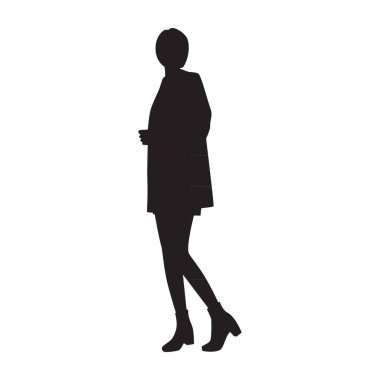 Young woman silhouette. White background.