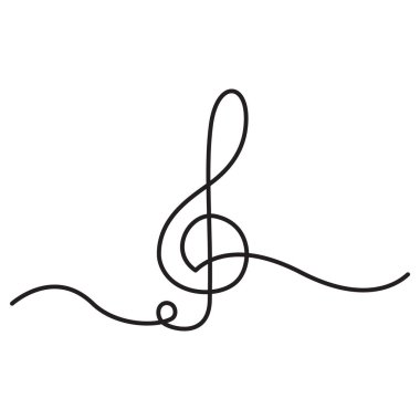 Musical note one line. White background.
