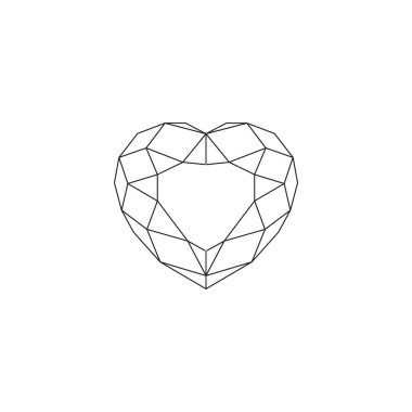Heart diamond vector drawing. White background.