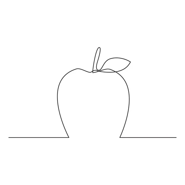 Apple One Line Vector Drawing White Background — 图库矢量图片