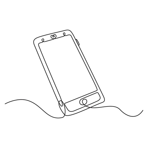 Smartphone Μία Γραμμή Μαύρο Περίγραμμα Λευκό Φόντο Royalty Free Εικονογραφήσεις Αρχείου