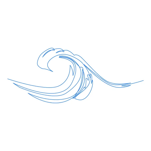 海浪一条线 基于白色背景的矢量绘图 — 图库矢量图片