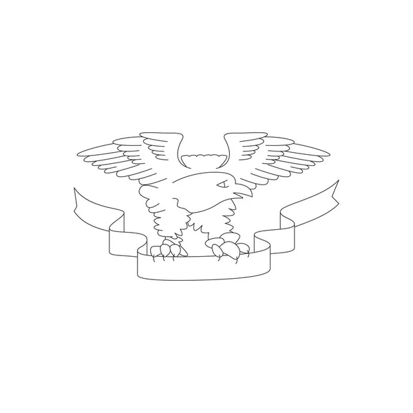 Татуировка Морской Пехоты Орёл Лента Черный Контур Белом Фоне — стоковый вектор