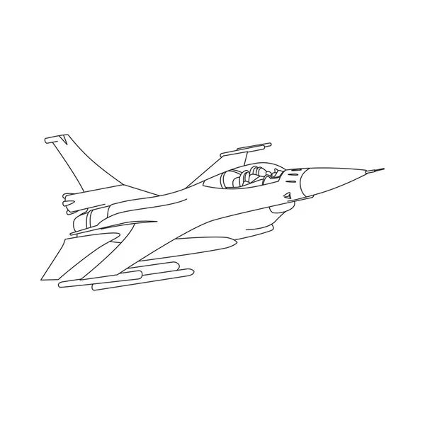 Vektorumrisse Von Militärflugzeugen Weißer Hintergrund — Stockvektor