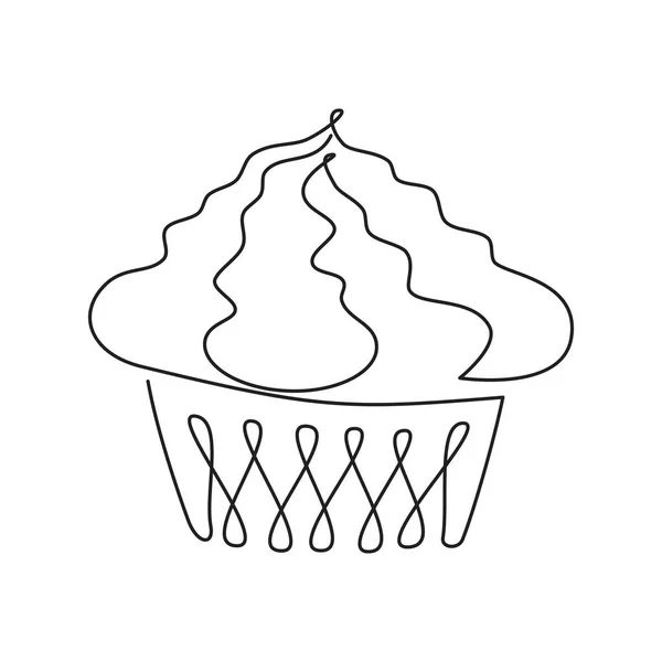 Gâteau Une Ligne Dessin Vectoriel — Image vectorielle