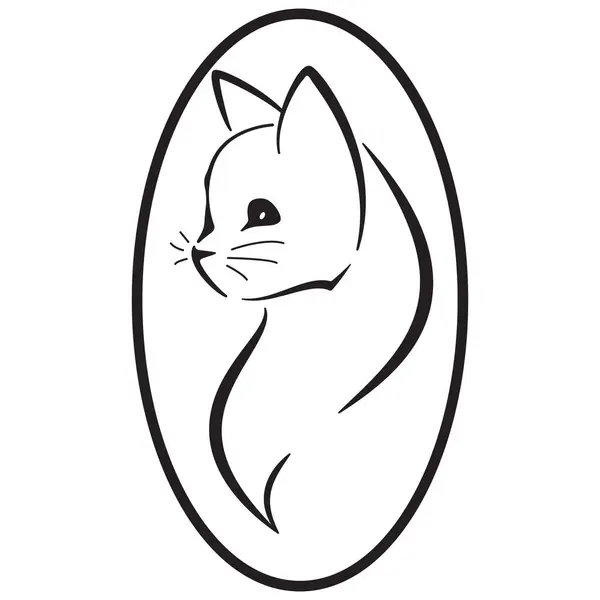 Кошка Одна Линия Векторный Рисунок — стоковый вектор
