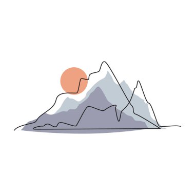 Dağlar tek sıra halinde. Vektör çizimi.