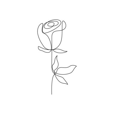 Rose one line. Vector drawing. clipart