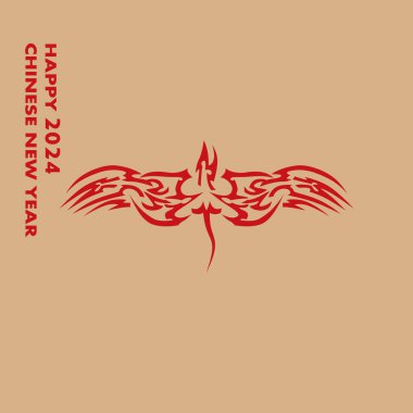 Çin Yeni Yılı. Bir ejderhanın sembolik görüntüsüne sahip vektör illüstrasyonu.