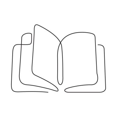 Kitabın ana hatlarını aç. Bir çizgi vektör çizimi.