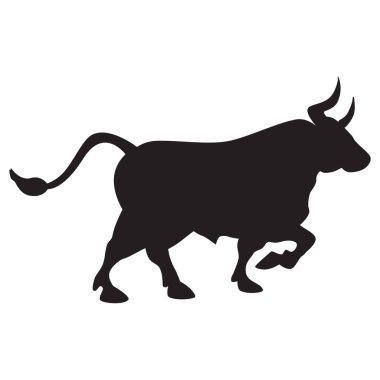 Siyah boğa silueti. Vektör çizimi.