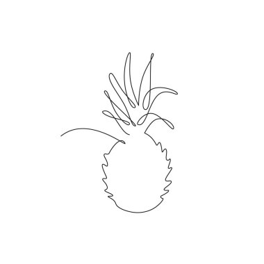 Bir çizgi ananas. Vektör el çizimi.