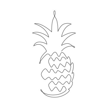 Bir çizgi ananas. Vektör el çizimi.