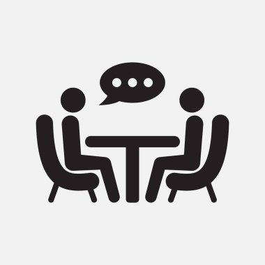 Danışmanlık ikonu. Vektör çizimi. Siyah çizgiler.