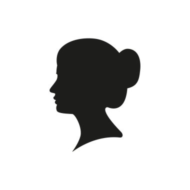 Kadın yüzü silueti. Beyaz arkaplanda vektör çizimi.