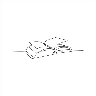 Kitabın ana hatlarını aç. Bir çizgi vektör çizimi.