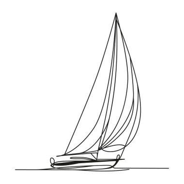 Yelkenli yat bir hat. vektör el çizimi.