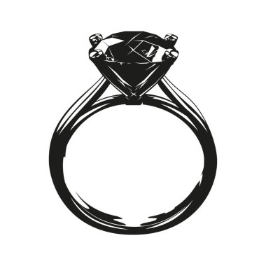 Elmas siyah siluet. Beyaz arkaplanda vektör çizimi.