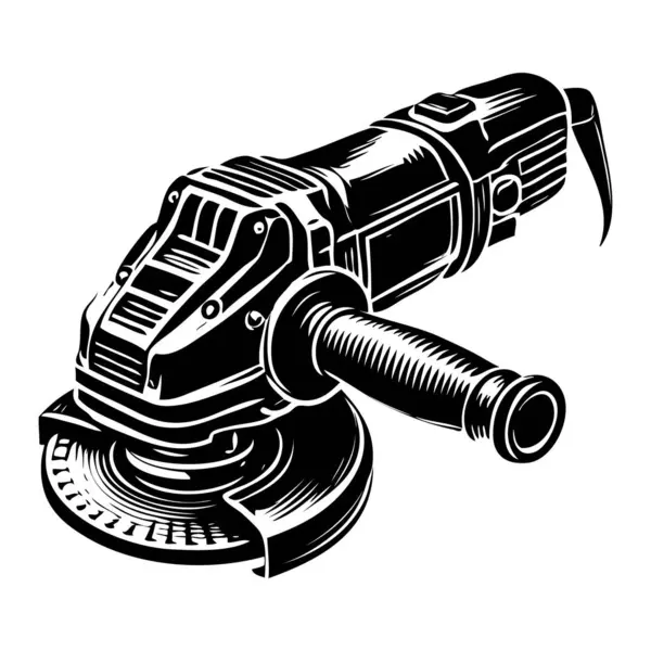 Açı öğütücü makine vektörü. Beyaz izole bir arkaplanda siyah siluet.