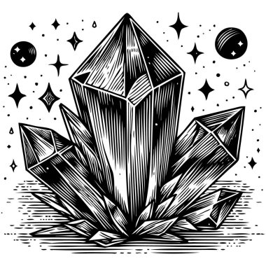 Kristal vektör tasarımı. Esrarengiz kristaller düz simge. Beyaz arkaplan. 