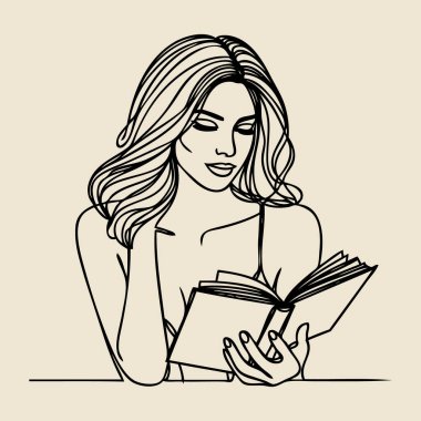 Kitabın ana hatlarını aç. Bir çizgi vektör çizimi.